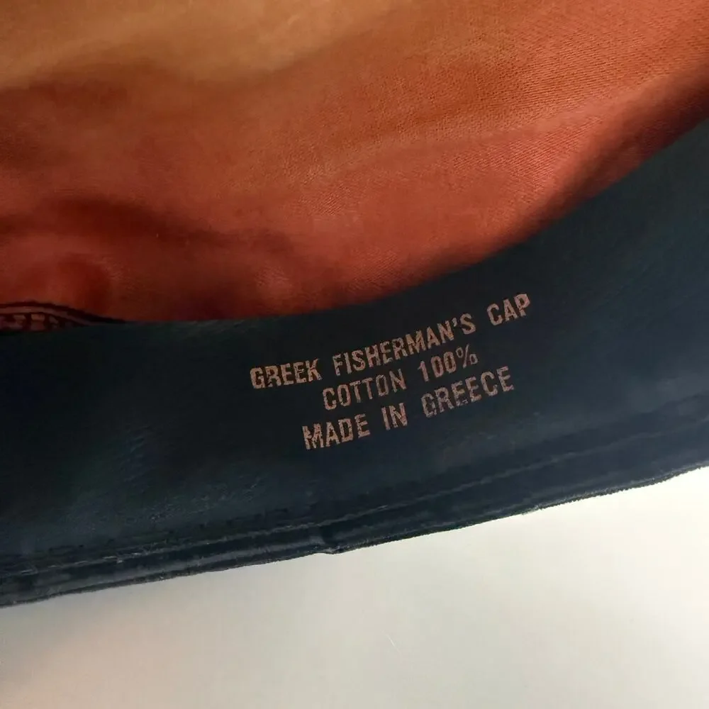 Vintage Aegean Greek Fisherman’s Cap Braided Hat Dark Blue Cotton 7 5/8 Greece